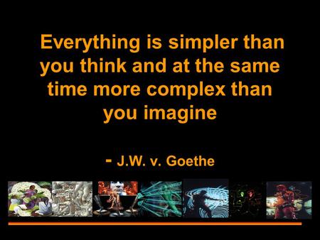 Everything is simpler than you think and at the same time more complex than you imagine - J.W. v. Goethe.