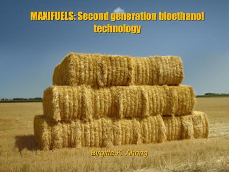 MAXIFUELS: Second generation bioethanol technology Birgitte K. Ahring.