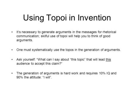 Using Topoi in Invention