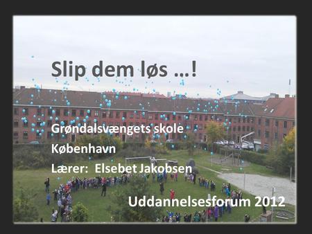 Uddannelsesforum 2012 Slip dem løs …! Grøndalsvængets skole København Lærer: Elsebet Jakobsen.