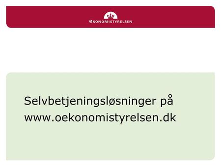 Selvbetjeningsløsninger på www.oekonomistyrelsen.dk.
