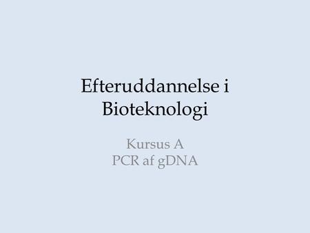 Efteruddannelse i Bioteknologi
