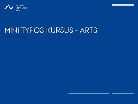 Mini TYPO3 kursus - Arts.