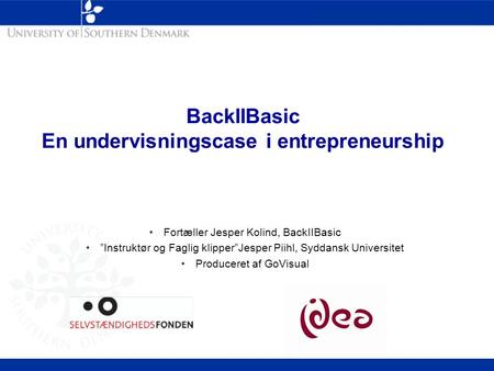 BackIIBasic En undervisningscase i entrepreneurship