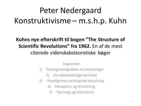 Peter Nedergaard Konstruktivisme – m. s. h. p