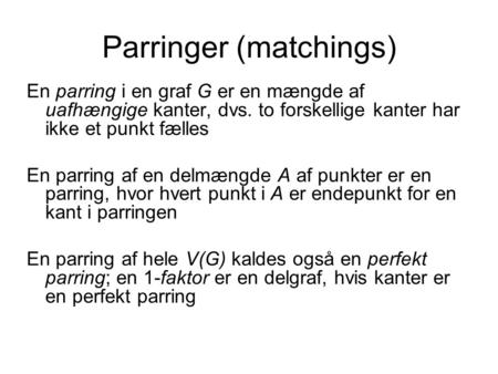 Parringer (matchings)