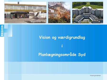 Afdelingsledelsen Vision og værdigrundlag i Planlægningsområde Syd.