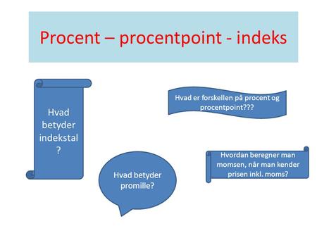 Procent – procentpoint - indeks
