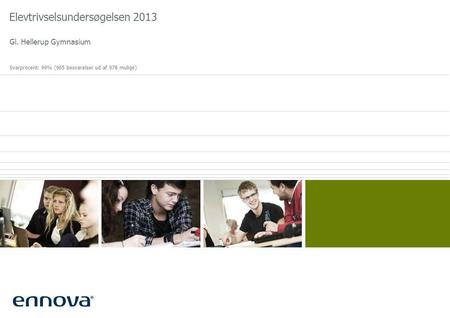 Elevtrivselsundersøgelsen 2013 Gl. Hellerup Gymnasium Svarprocent: 99% (965 besvarelser ud af 978 mulige)