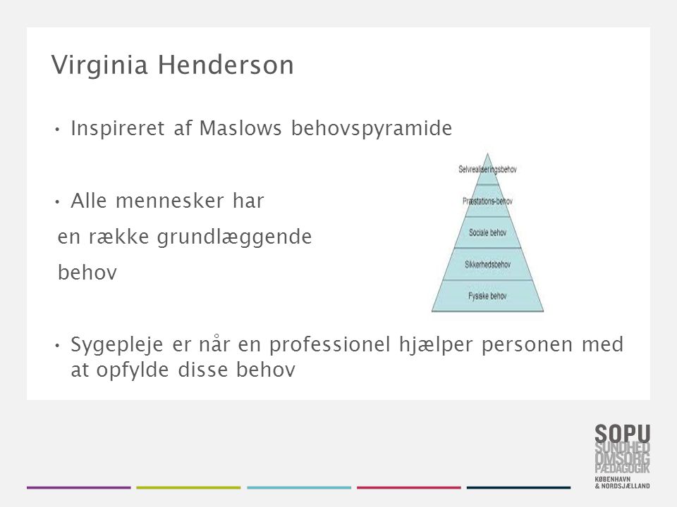 Virginia Henderson Inspireret af Maslows behovspyramide