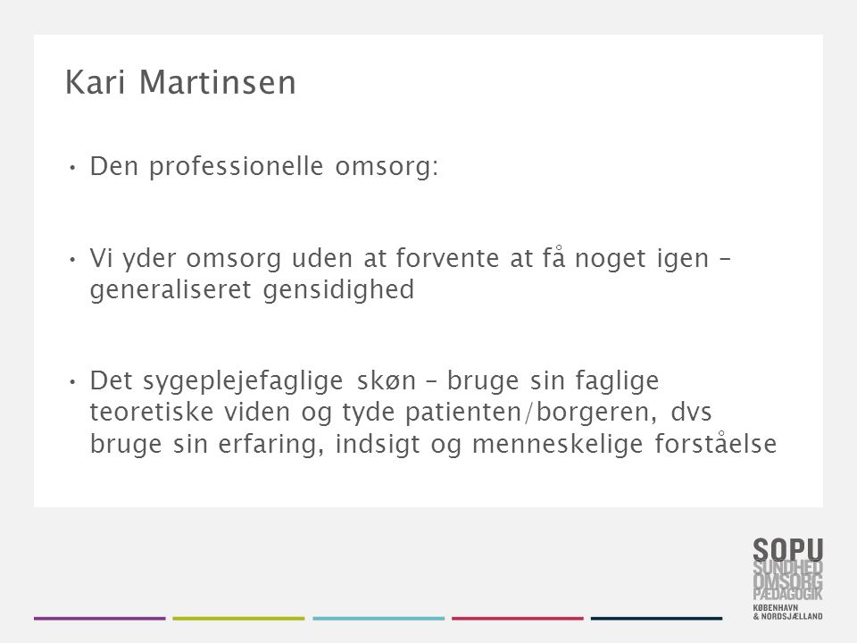 Kari Martinsen Den professionelle omsorg: