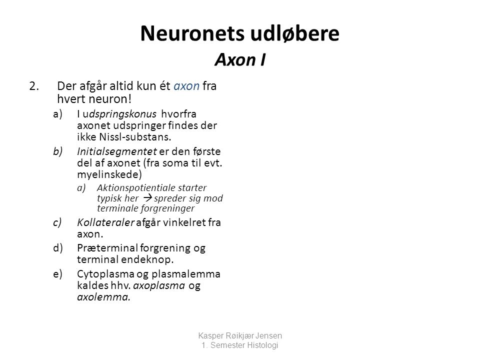 Neuronets udløbere Axon I