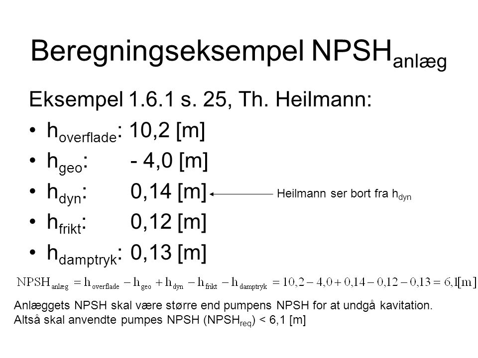 Beregningseksempel NPSHanlæg