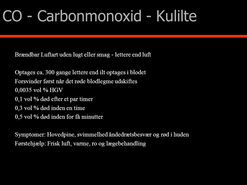 CO - Carbonmonoxid - Kulilte