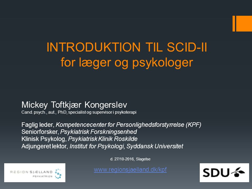 Introduktion til SCID-II for læger og psykologer