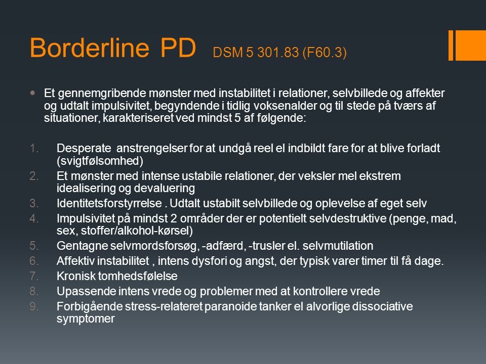 Borderline PD DSM (F60.3)
