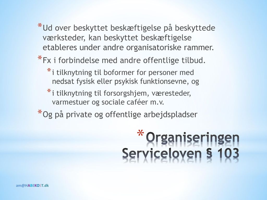 Organiseringen Serviceloven § 103
