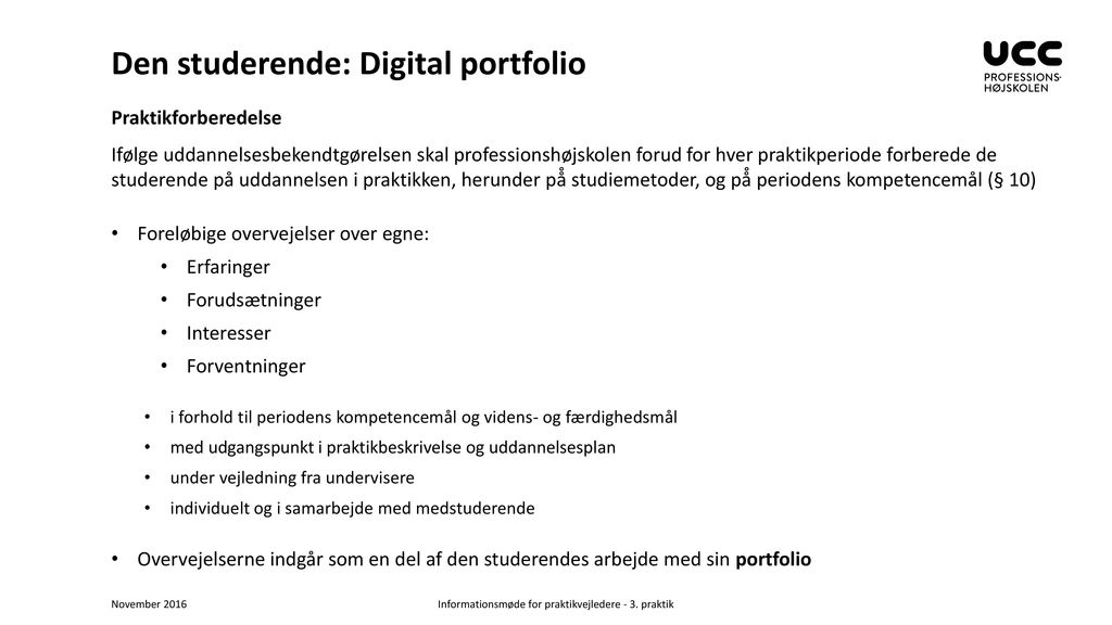Den studerende: Digital portfolio