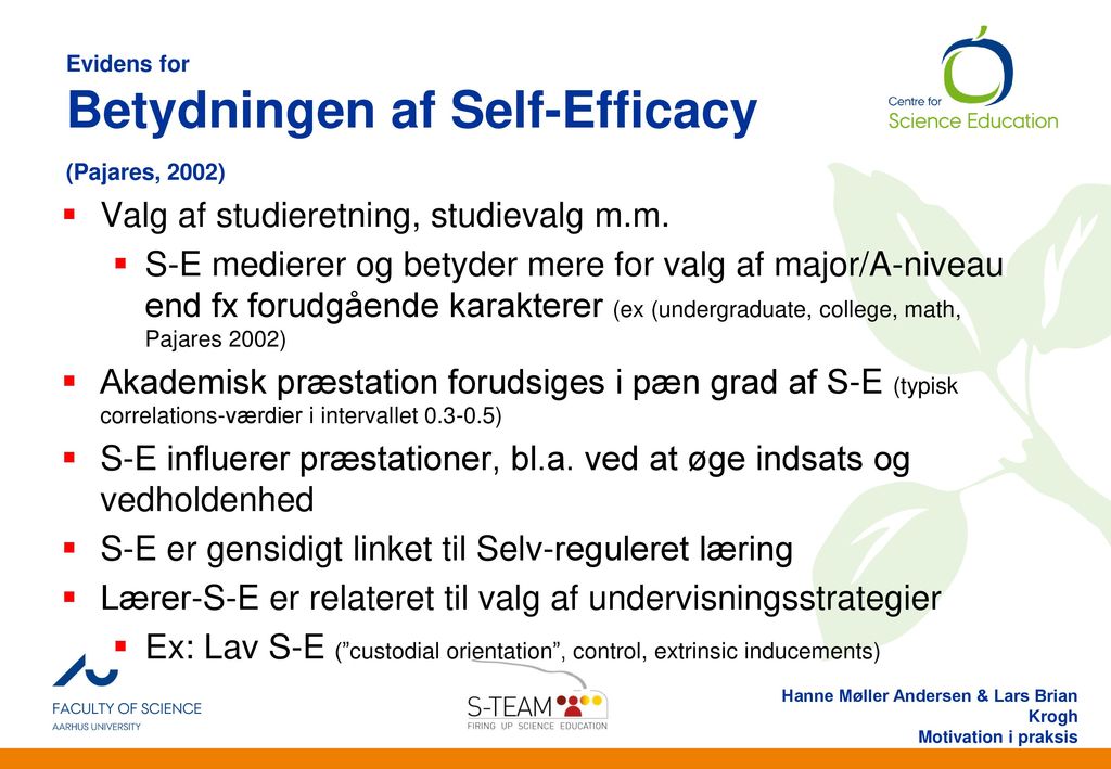 Træk ved Self-Efficacy (ex. Bandura, 2006)
