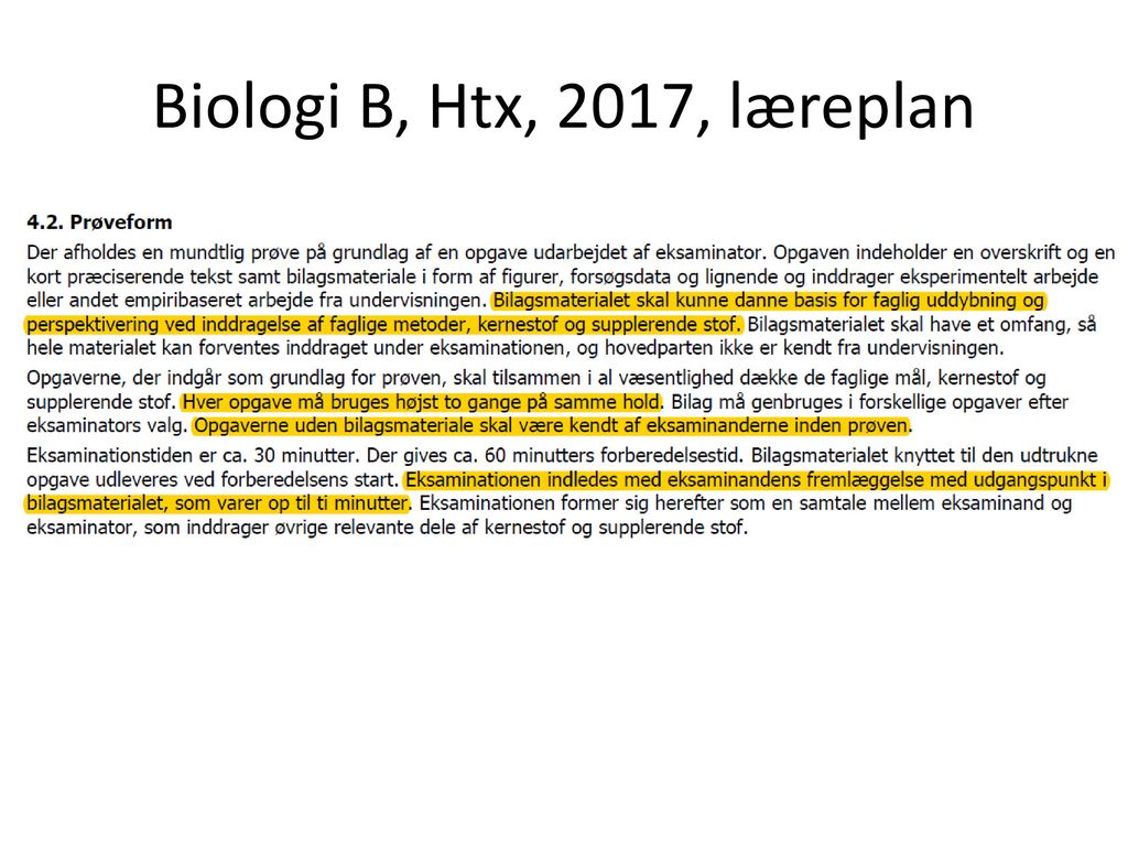 Biologi B, Htx, 2017, læreplan