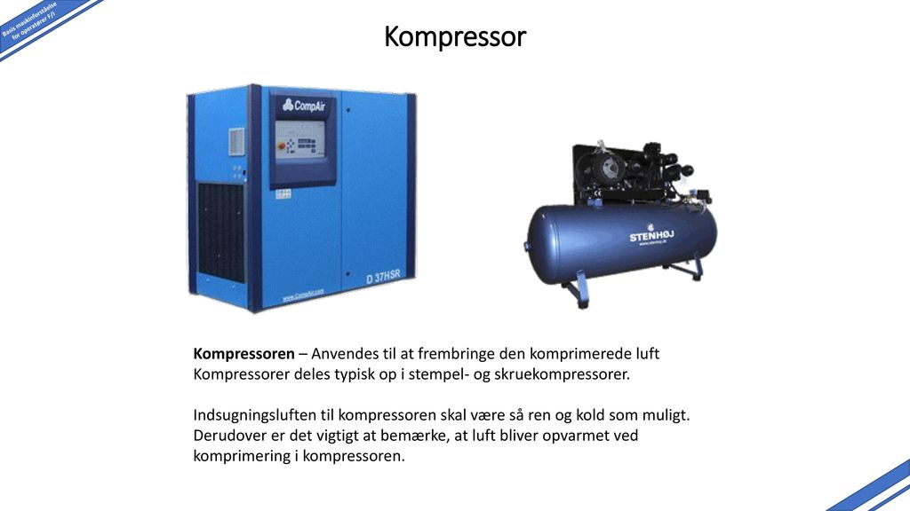 Kompressor Der kan tage udgangspunkt i en tegning og/eller skolens/virksomheds kompressoranlæg/-rum.