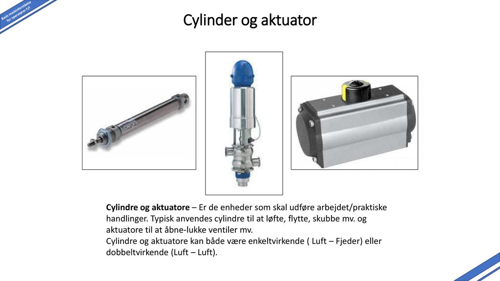Cylinder og aktuator Spørgsmål til drøftelse – Hvad er forskellen i praksis på en enkelt- og dobbeltvirkende cylinder/aktuator