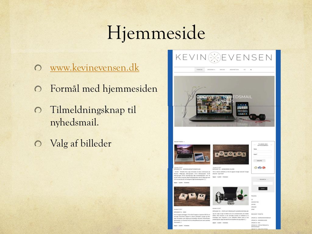 Hjemmeside   Formål med hjemmesiden