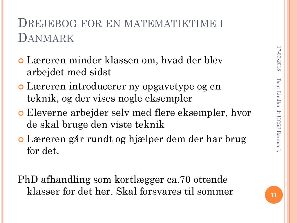 Drejebog for en matematiktime i Danmark