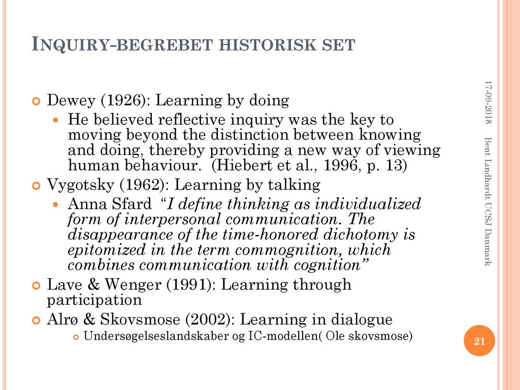 Inquiry-begrebet historisk set