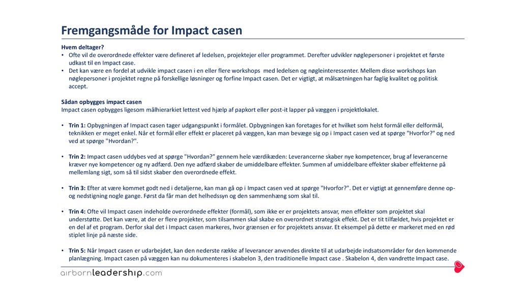 Fremgangsmåde for Impact casen