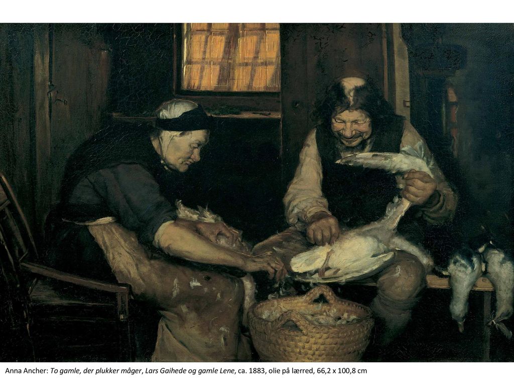 Anna Ancher: To gamle, der plukker måger, Lars Gaihede og gamle Lene, ca.