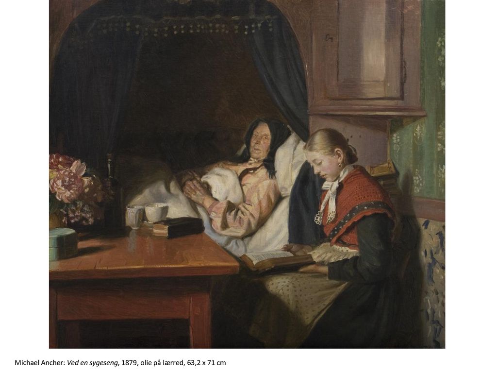 Michael Ancher: Ved en sygeseng, 1879, olie på lærred, 63,2 x 71 cm
