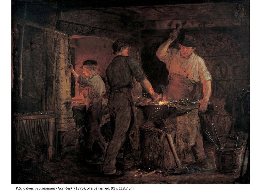 P.S. Krøyer: Fra smedien i Hornbæk, (1875), olie på lærred, 91 x 118,7 cm