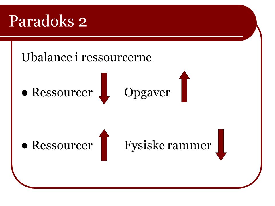 Paradoks 2 Ubalance i ressourcerne Ressourcer Opgaver