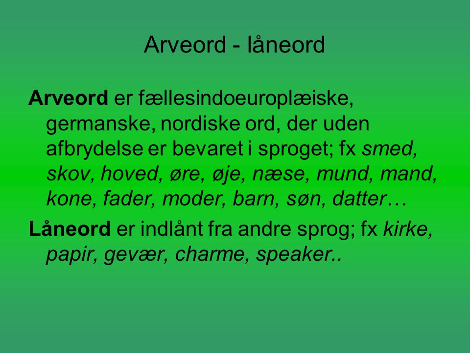 Arveord - låneord