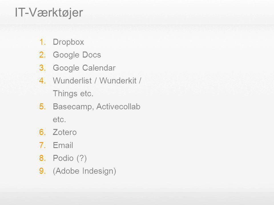 IT-Værktøjer Dropbox Google Docs Google Calendar