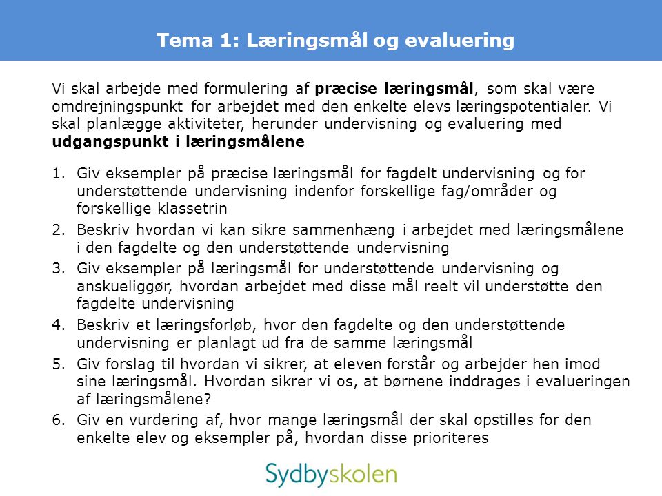 Tema 1: Læringsmål og evaluering