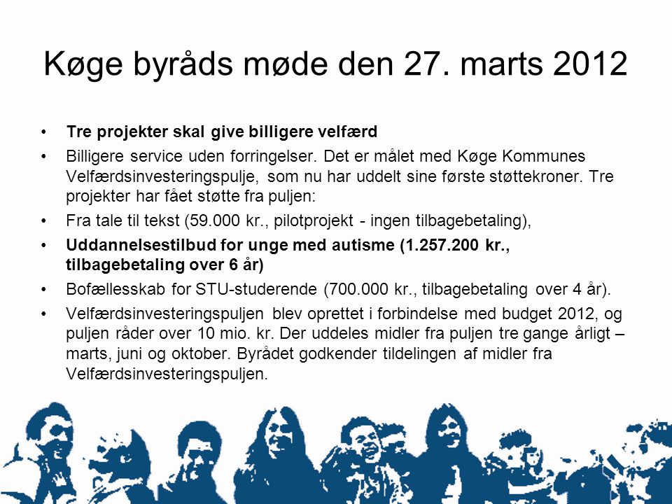 Køge byråds møde den 27. marts 2012