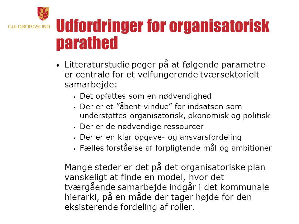 Udfordringer for organisatorisk parathed