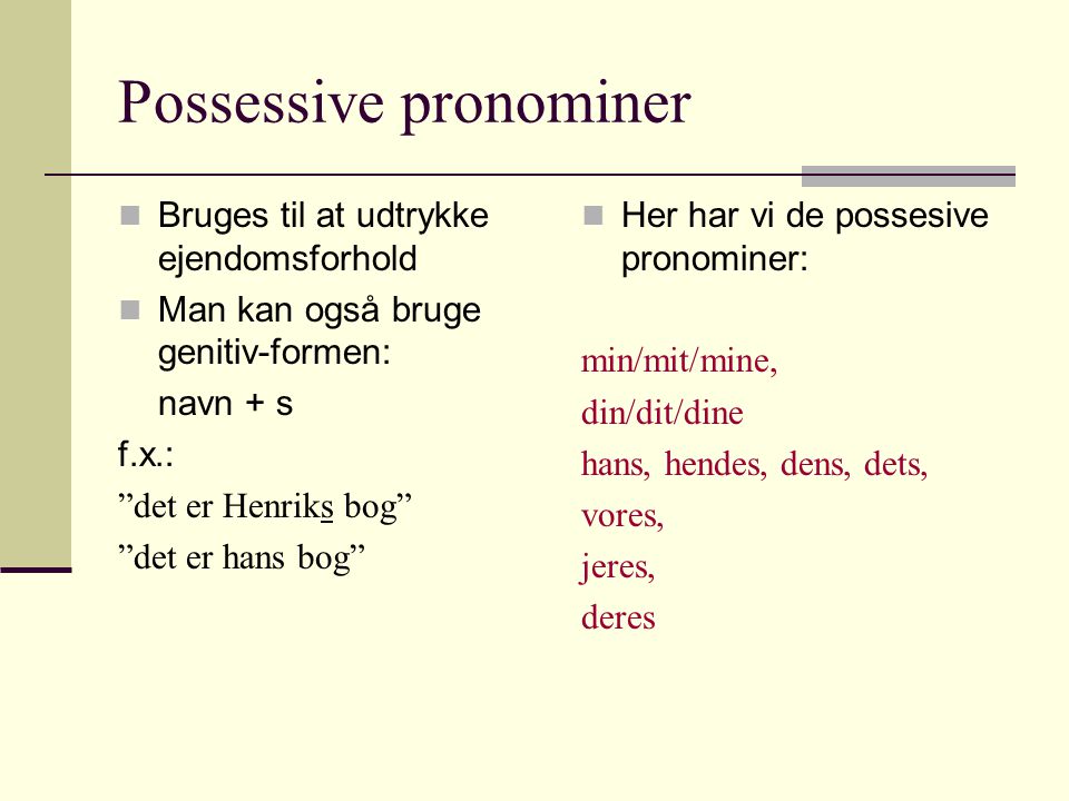 Possessive pronominer