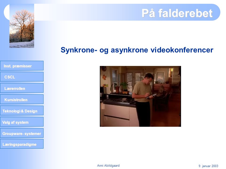 På falderebet Synkrone- og asynkrone videokonferencer 9. januar 2003