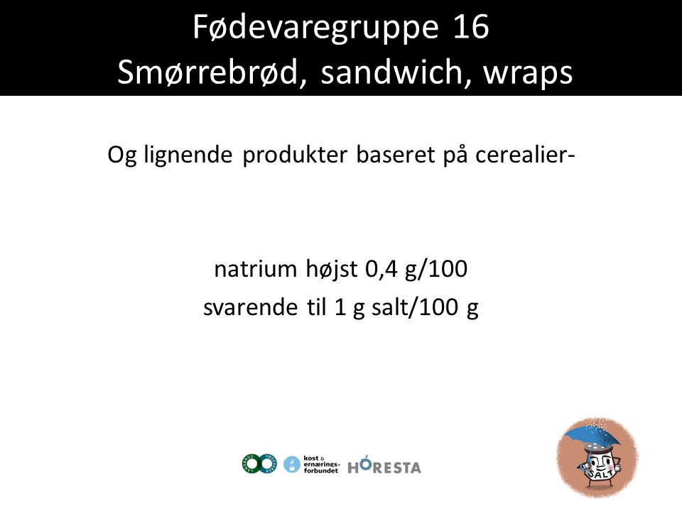 Fødevaregruppe 16 Smørrebrød, sandwich, wraps