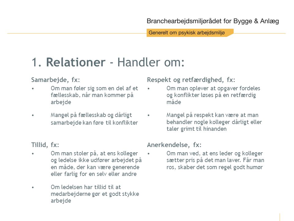 1. Relationer - Handler om: