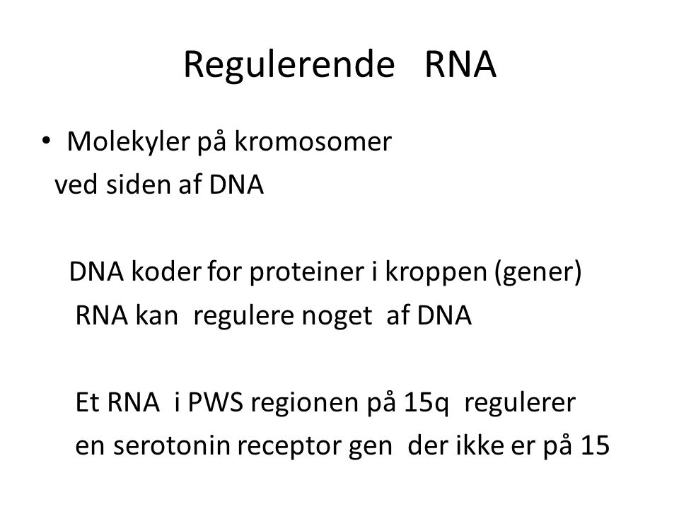 Regulerende RNA Molekyler på kromosomer ved siden af DNA