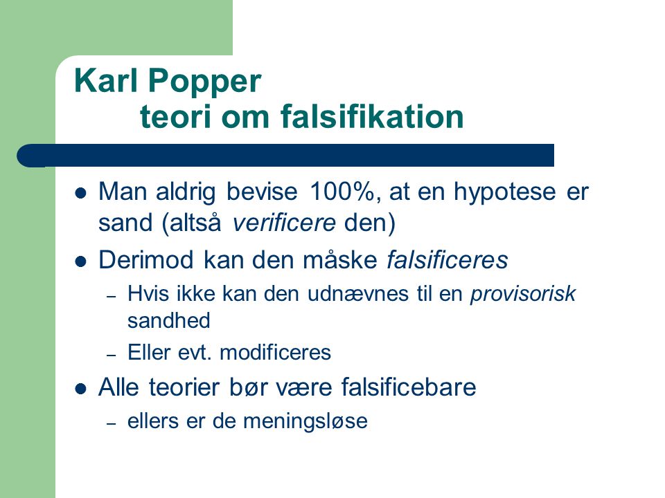 Karl Popper teori om falsifikation