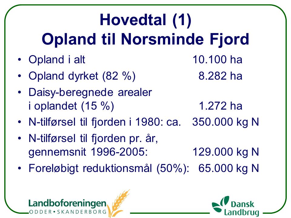 Hovedtal (1) Opland til Norsminde Fjord