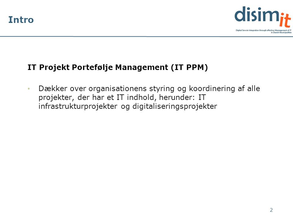 Intro IT Projekt Portefølje Management (IT PPM)