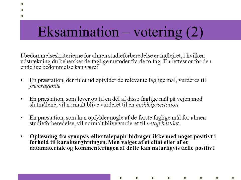 Eksamination – votering (2)