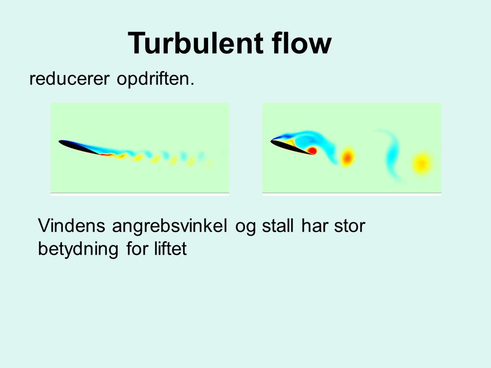 Turbulent flow reducerer opdriften.