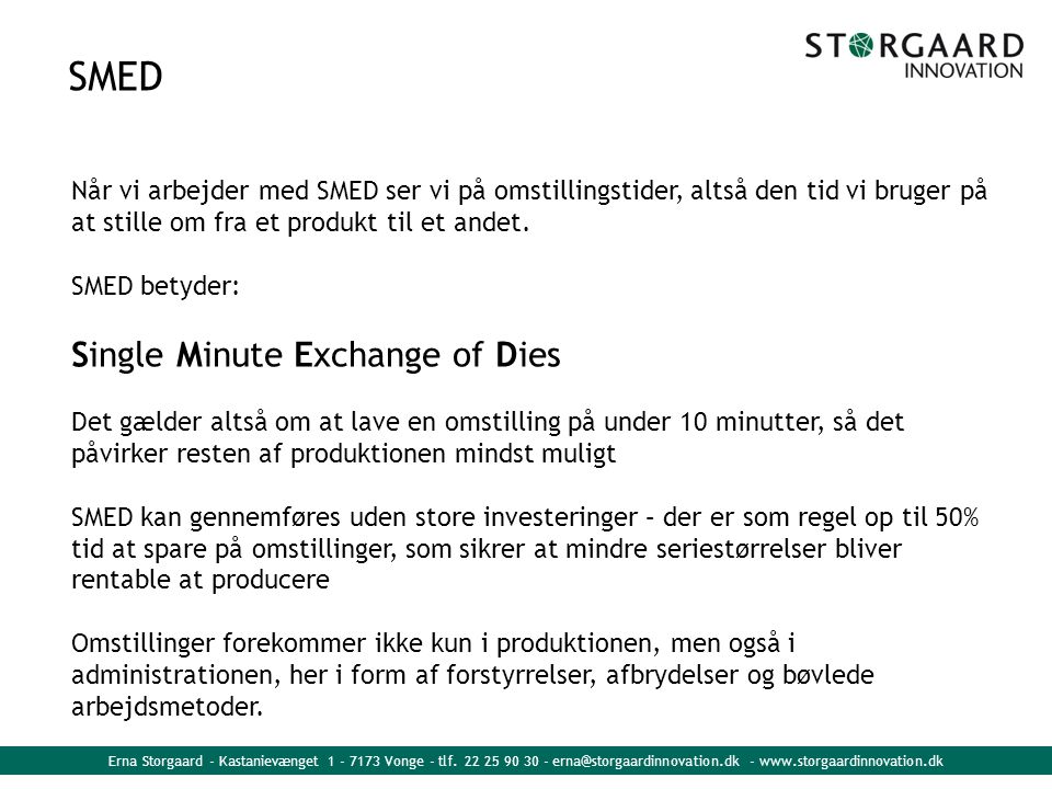 SMED Single Minute Exchange of Dies